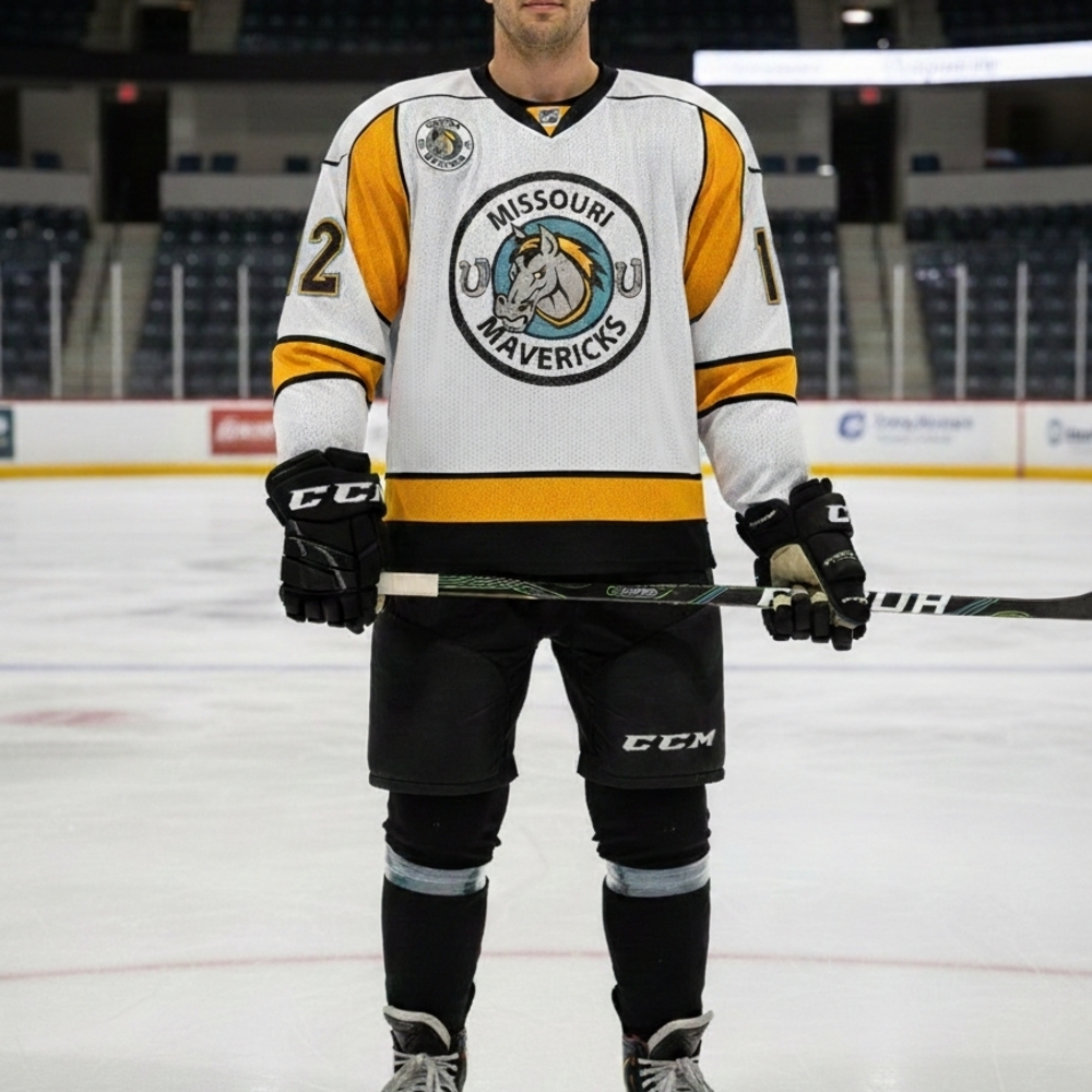 Missouri Mavericks White and Gold Hockey Jersey